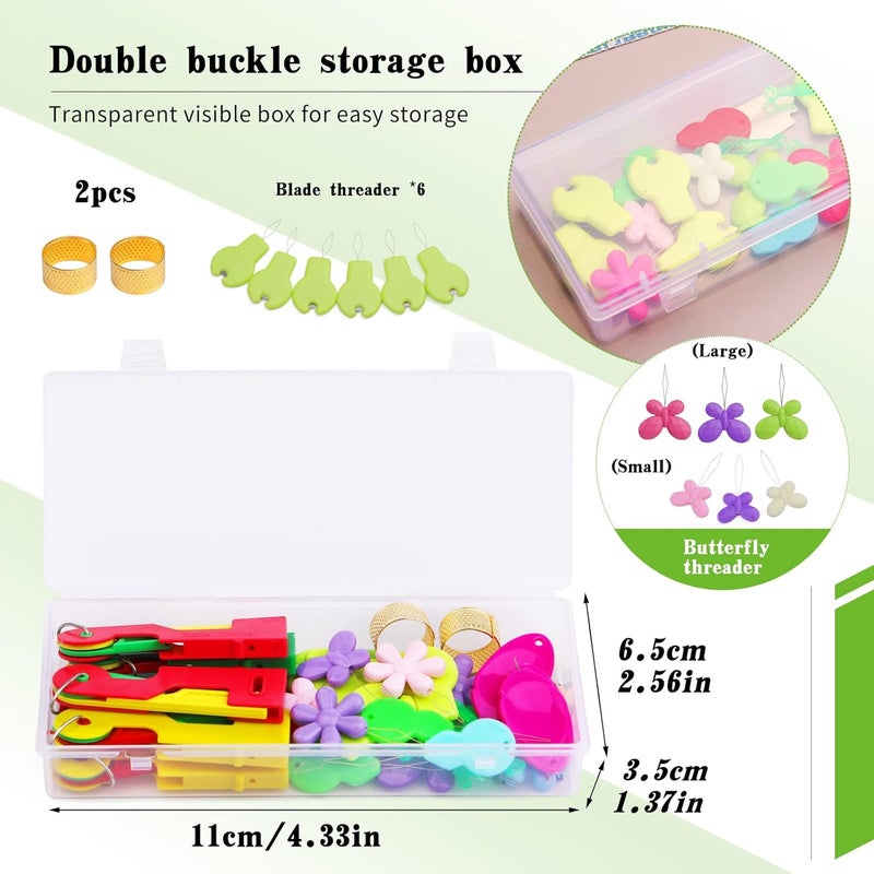 Fedmut Needle Threaders Set, 51 Pcs Needle Threader Tool Needle Threaders for Hand Sewing Craft, 9 Types Needle Threader with Thimbles Great for Hand Sewing Needle Work, Sewing Machine, Embroidery - Image 2
